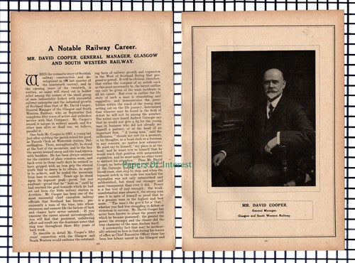 Mr David Cooper Glasgow & South Western Railway Manager  -  1917 Article