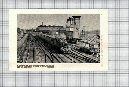 C7605) Southall Motive Power Depot Baggrave Hall Railway Engine - 1960 Cutting