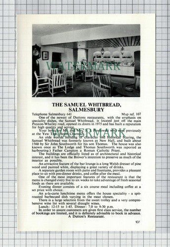C7546) The Samuel Whitbread Salmesbury / Saxon Inn Blackburn - 1970s Cutting