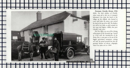 (7873) Clovelly Devon Postman Donkey - 1980s Cutting