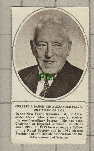(C50) Sir Alexander Fleck Chairman of ICI Created A  Baron - Small 1961 Clip