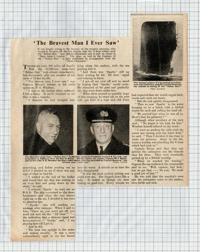 Sultan Star Ship Captain WJ Bevan Mr P G Windsor WW2 -  1940 News Clipping