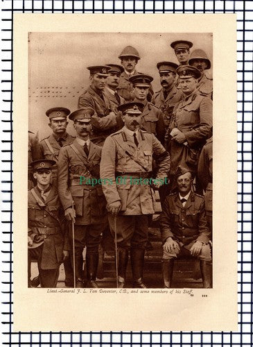 X1323) Lt Gen J L Van Deventer  World War One  - c.1918 Cutting
