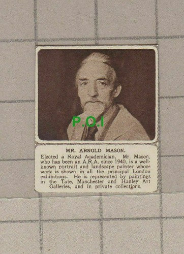 C2070) Mr Arnold Mason Royal Academician Painter Artist - 1951 Clip SMALL