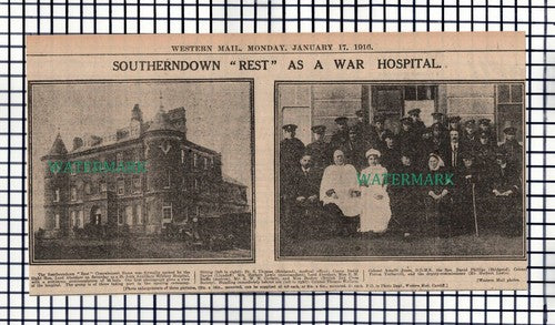 X1647) Southerndown Rest World War One Hospital Ruffle Turbervill - 1916 Cutting