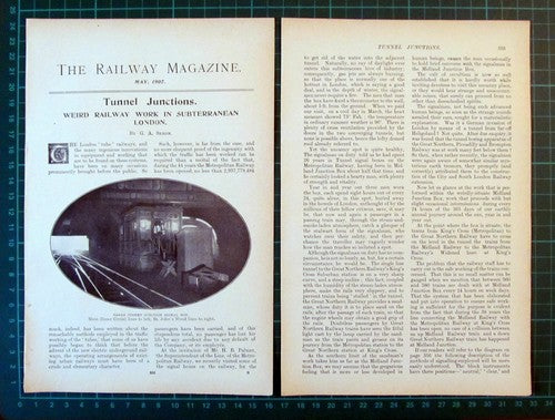 (6041) Railway Tunnel Junctions Baker Street King's Cross Praed -  1907 Article