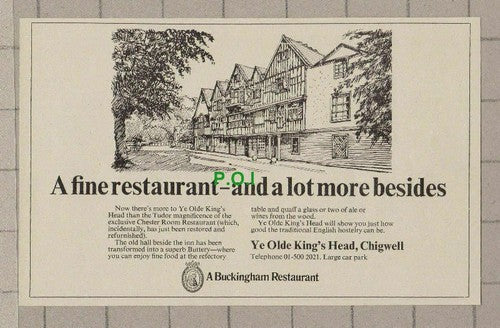C2242) Ye Olde King's Head Chigwell Essex Advert - 1972 Clip