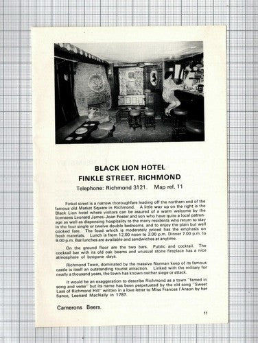Black Lion Richmond Leaonard James Joan Foster  / Black Swan Helmsley - Advert