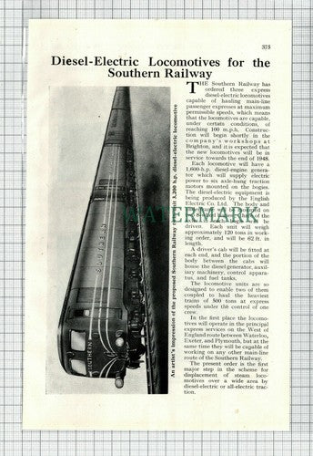 C7690) Southern Railway Diesel-Electric Locomotives - 1947 Cutting