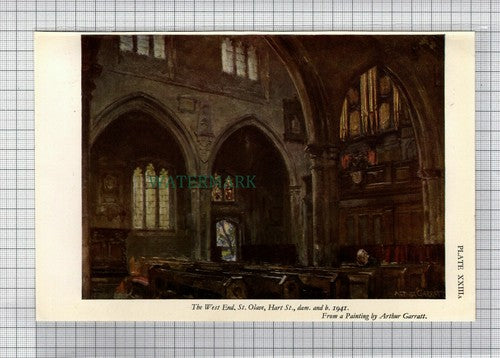C7462) St Olave Olave's Church Hart Street  London - 1948 Print