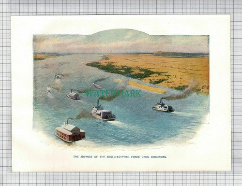 (5509) OMDURMAN Advance of Anglo-Egyptian Force - c.1910 Print