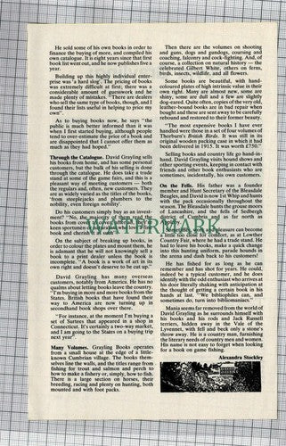(C74)  David Grayling Books Rare Book Dealer Cumbria - 1979  Article