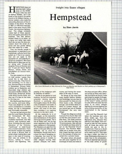 Hempstead Essex Carol McDonald Rachel Beaton Alan Weedon - 1980s Article / Print