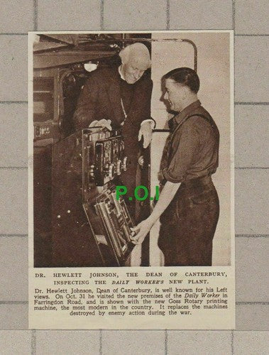 C2228) Dr Hewlett Johnson Dean of Canterbury Daily Worker Goss Rotary 1948 Clip