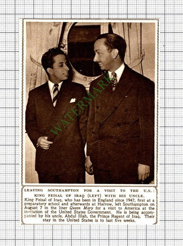 King Feisal Of Iraq   - 1952 Small News Cutting