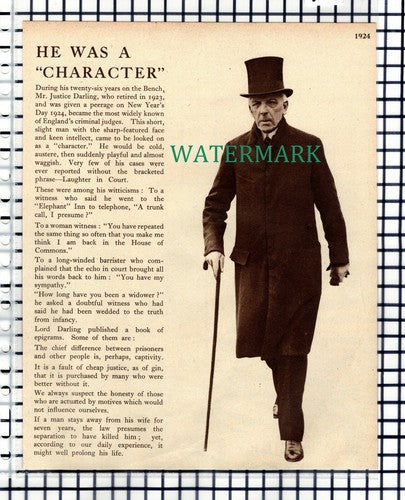 Mr Justice Darling Criminal Judge - 1938 Cutting