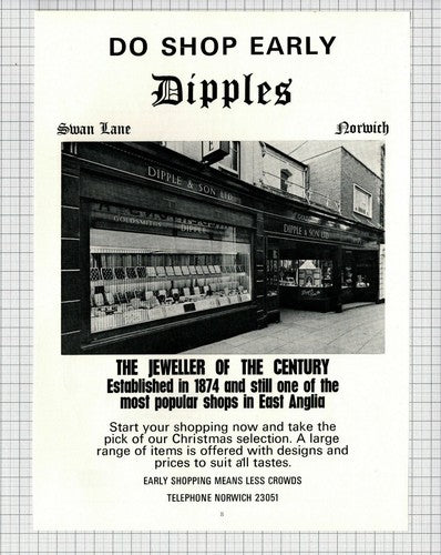 (6141) Dipples  Dipple & Son Jeweller Swan Lane Norwich Advert - 1974 Clip