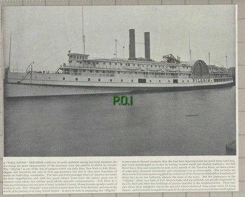 (5668) Fall River Steamer PILGRIM New York To Fall River  - c.1890s Cutting
