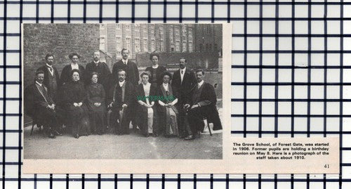 C6575)  The Grove School Forest Gate Staff c.1910   -   1976 Cutting