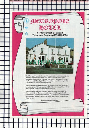 C6964) Scarisbrick Hotel Southport John Carey / Metropole Hotel -1979 Advert