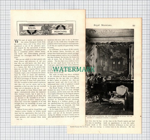(6718) Royal Musicians Queen Alexandra Landgraf Hesse Cassel - c .1900 Article
