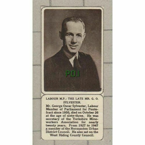 George Oscar Sylvester Labour MP Pontefract Normanton -1961 SMALL News Clipping