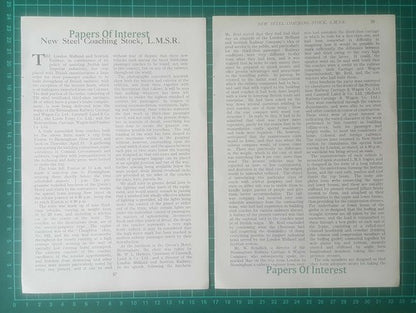 LMSR  New Steel Coaching Stock London Midland Scottish Railway  - 1926 Article
