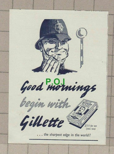 C1950) Gillette Policeman Small Advert - 1948 Clip
