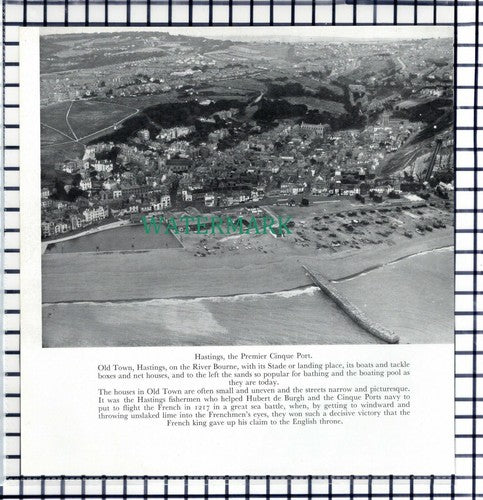 (7533) Hastings Sussex Aerial View - 1950s Cutting