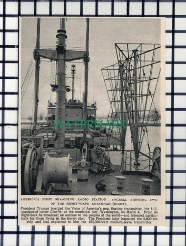 C6804) Sea Going Radio Station Ship  COURIER Washington USA  - 1952 Cutting