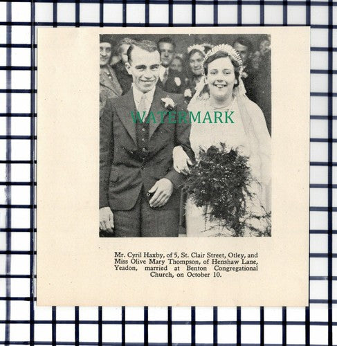 C7093) Mr Cyril Haxby Otley Miss Olive Mary Thompson Yeadon  - 1936