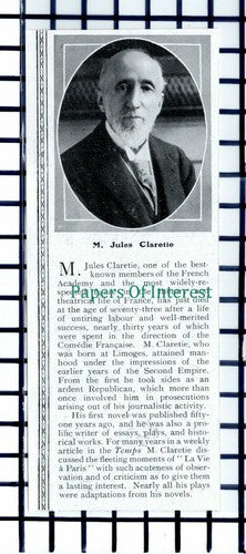 C5976) M Jules Claretie French Academy Author Obituary - 1914 Cutting