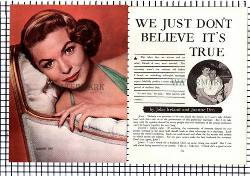 John Ireland Actor Joanne Dru Actress  - c.1955 Article