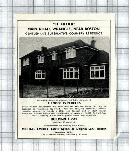 St Helier Main Road Wrangle Boston Lincolnshire House Sale Advert 1967 Clipping