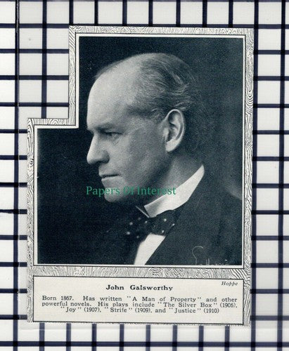 C6076) John Galsworthy Author   - 1914 Cutting
