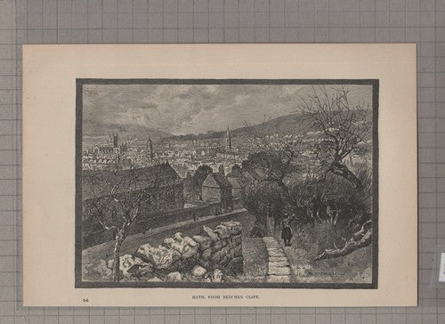 (6310) Bath From Beechen Cliff - 1895 Antique Book Print