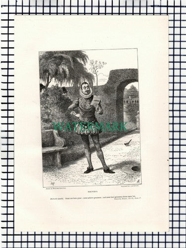 X1626) Twelfth Night  Malvolio - c.1880 Shakespeare  Print