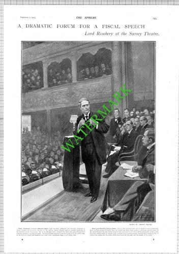 Lord Rosebery Surrey Theatre London  - 1903 News Page / Print