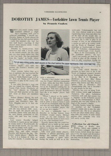 (6010) Dorothy James Leeds Yorkshire Lawn Tennis Player - 1951 Article