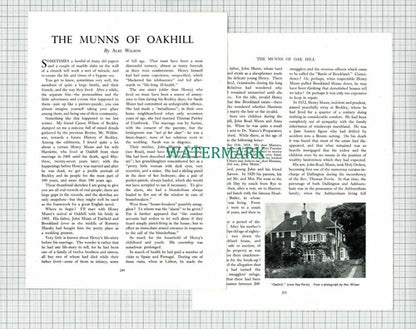 (6575) The Munns Of Oakhill Henry Munn - 1954 Article