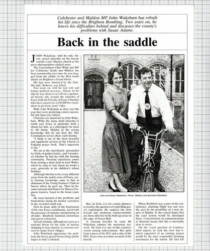 John Wakeham MP  Colchester Essex   - 1986 Article/ Print