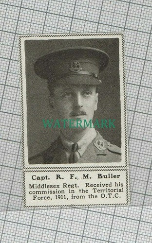 C1697) Capt R F M Buller Middlesex Regiment Territorial Force - 1918 Clip SMALL!
