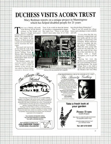 (6907) Acorn Village Trust Mistley Hall Manningtree Denzil Green - 1994 Article