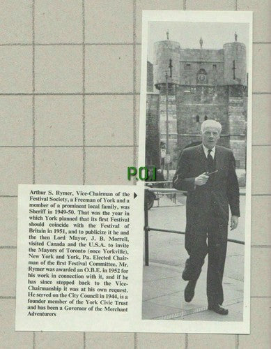 Arthur Rymer York Festival Society Sheriff  - 1963 Small Cutting