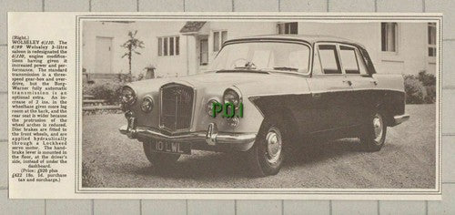 (5260) Wolseley 6/110  Car -  1961 Paper Cutting