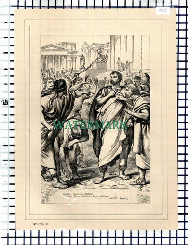 (7809) Coriolanus Brutus   - c.1880 Shakespeare Book Print