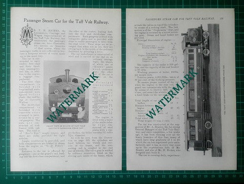 Taff Vale Railway Mr T G Riches Passenger Steam Car Beasley - 1904 Article