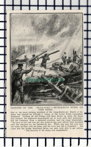 C5815) Aisne Private J Green Loyal North Lancashire Reg War  - c.1918 Cutting