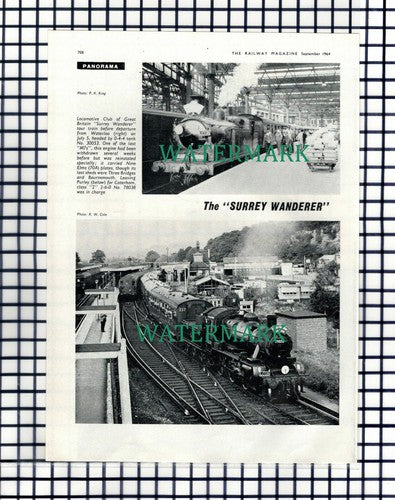The Surrey Wanderer Train Railway Waterloo Purley - 1964 Cutting