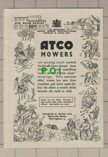 C1702) Atco Mowers Charles H Pugh Whitworth Advert - 1948 Clip